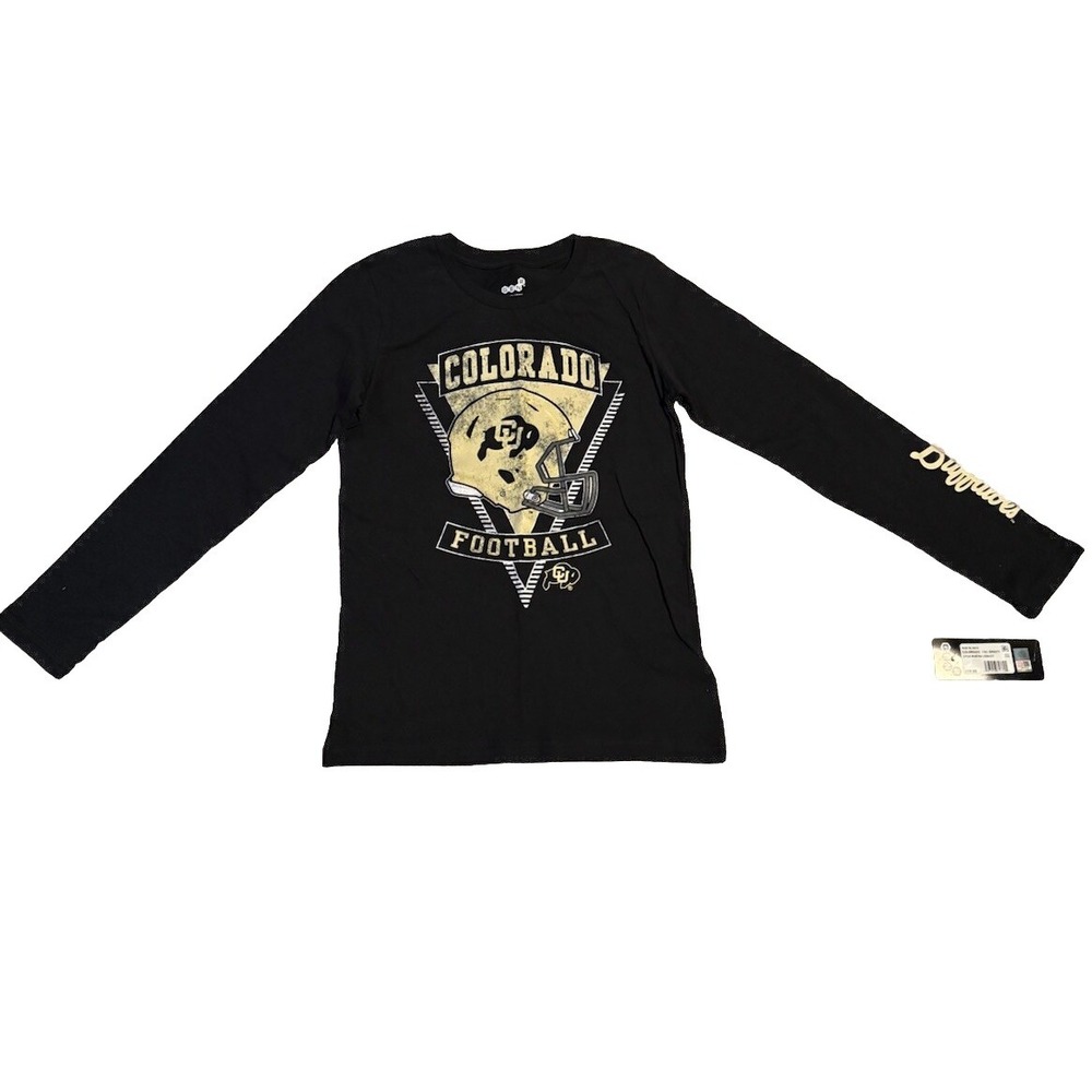 Colorado buffalo CU Youth Medium 10/12 Black Long Sleeve Tee‎ NWT